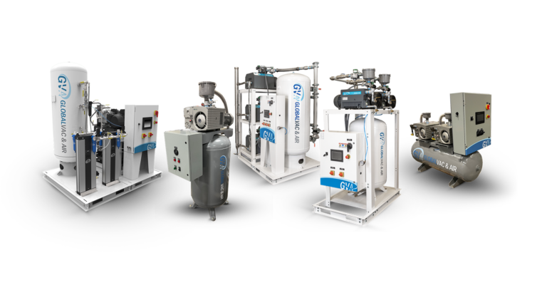 compressed air and vacuum skid package systems