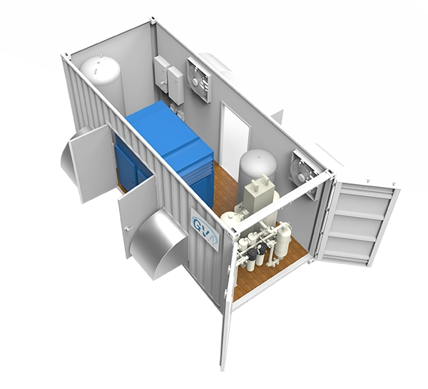 Inside of our sea container custom equipment enclosures