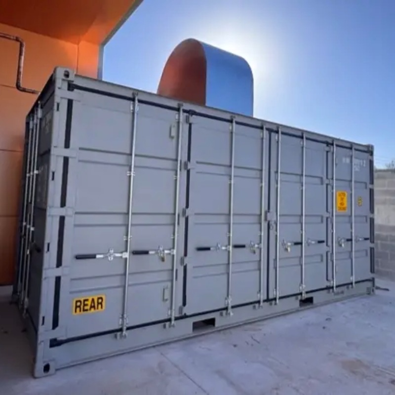 Mobile Engineered Solution enclosure for university research lab. outside of unit.