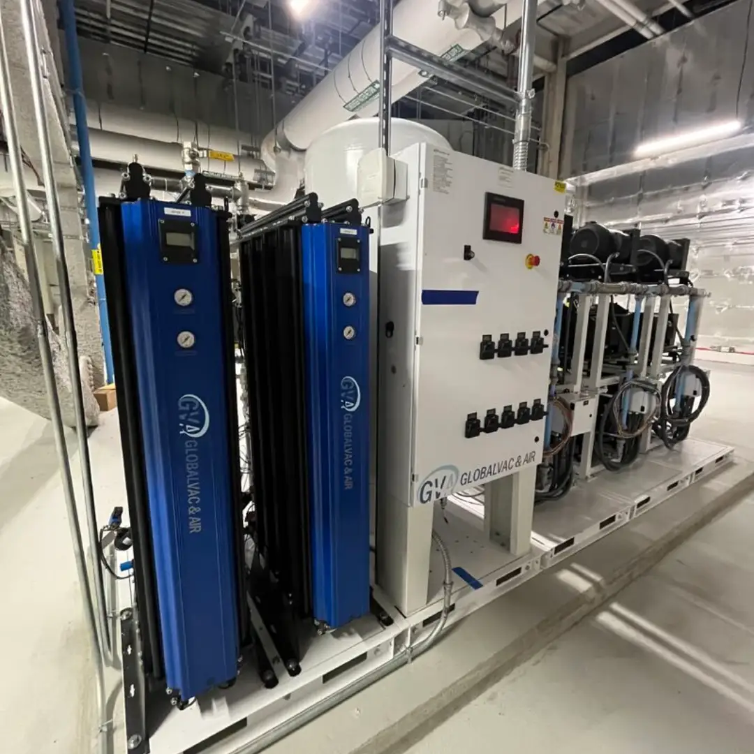 life science compressed air and vacuum skid package install complete skid