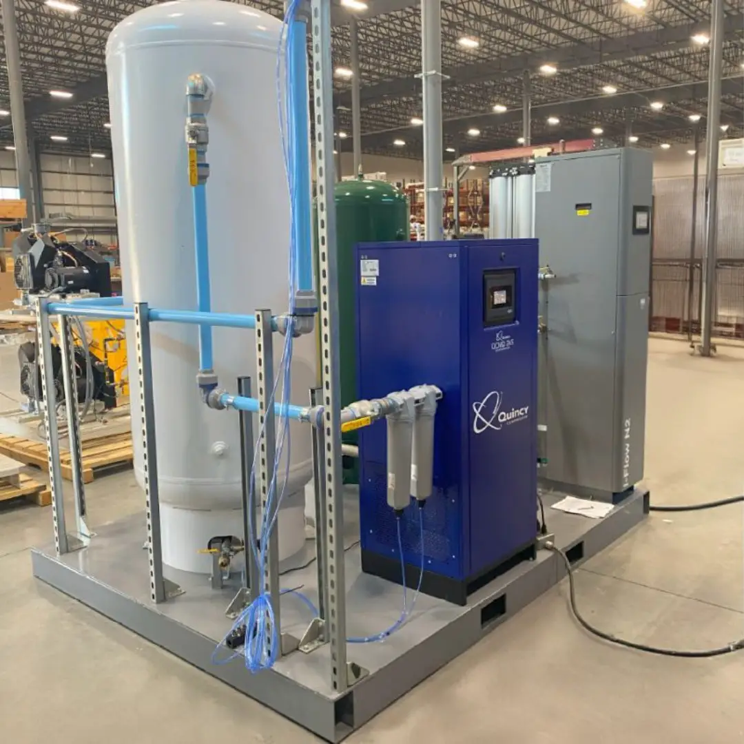 Skid packaged compressed air system for manufacturing facility with 400 gal tank