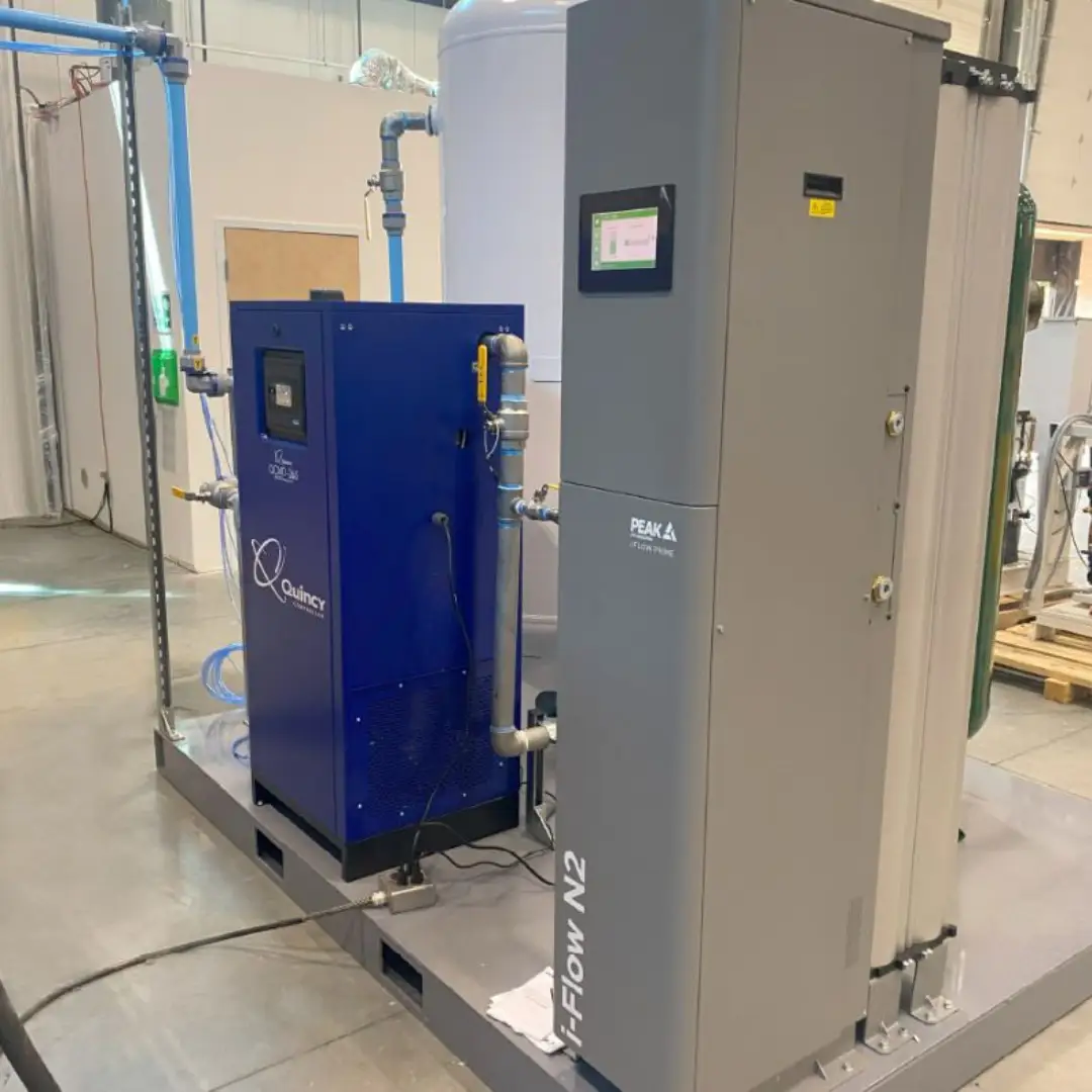 Skid packaged compressed air system for manufacturing facility