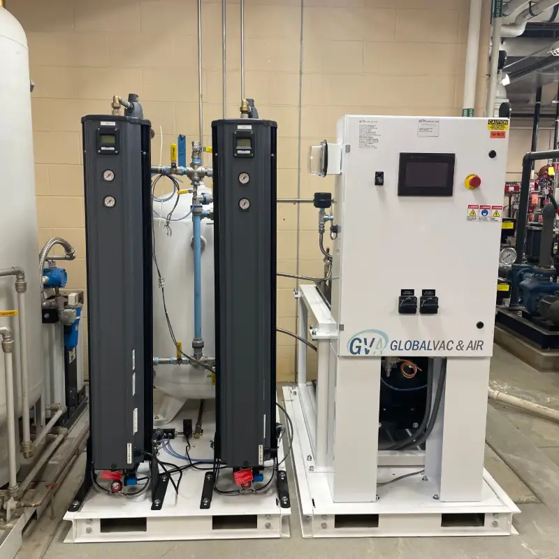 Duplex Lab Scroll Compressor System for hospital supporting colonoscopies and endoscopies